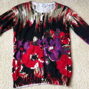 Red and purple cardigan